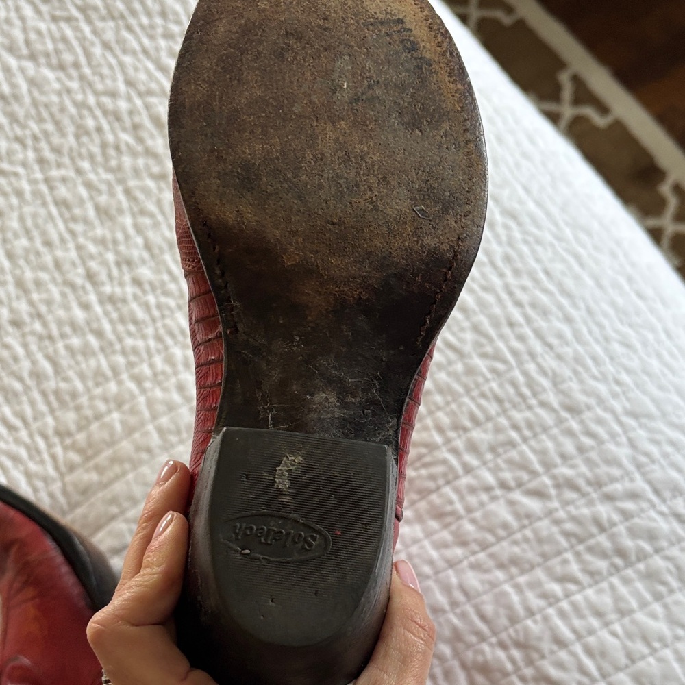 Red Women's Embroidered Western Cowgirl Boots - Picture 10 of 13